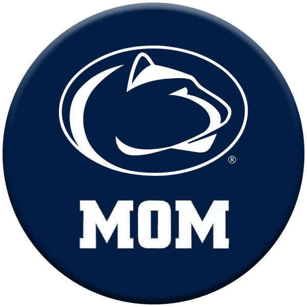 navy button with Penn State Athletic Logo above MOM